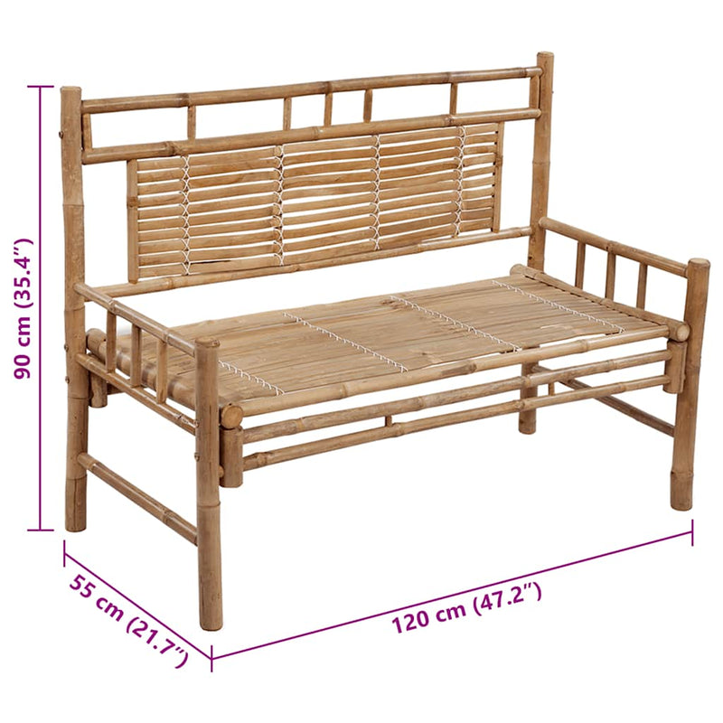 Bancă de grădină cu pernă, 120 cm, bambus