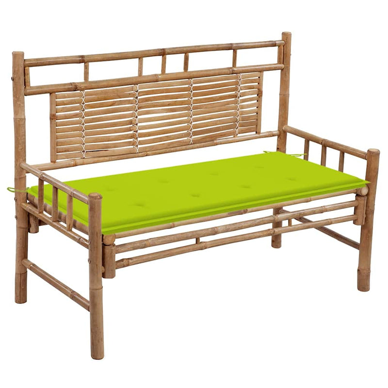 Bancă de grădină cu pernă, 120 cm, bambus