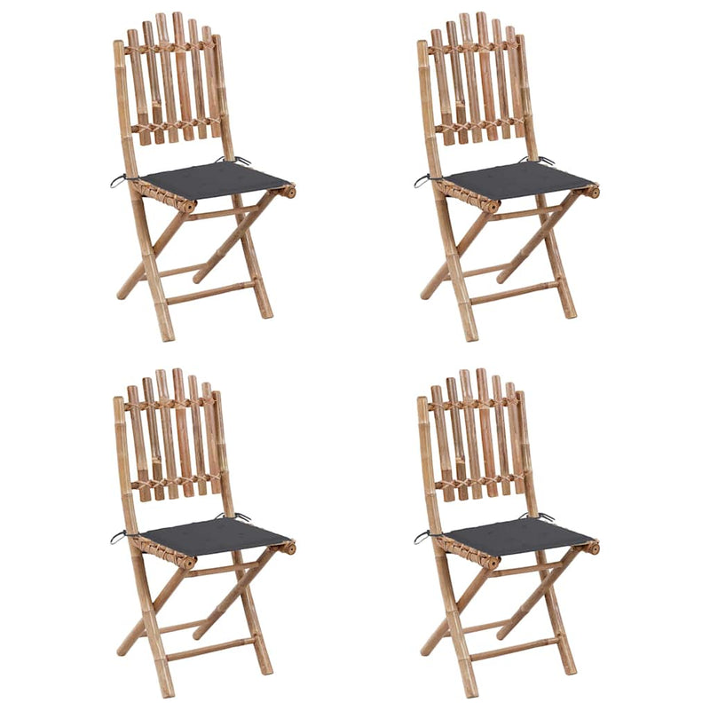 Set mobilier de exterior pliabil, cu perne, 5 piese, bambus
