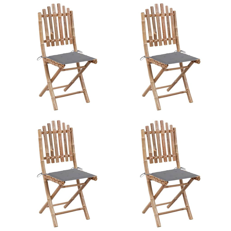 Set mobilier de exterior pliabil, cu perne, 5 piese, bambus