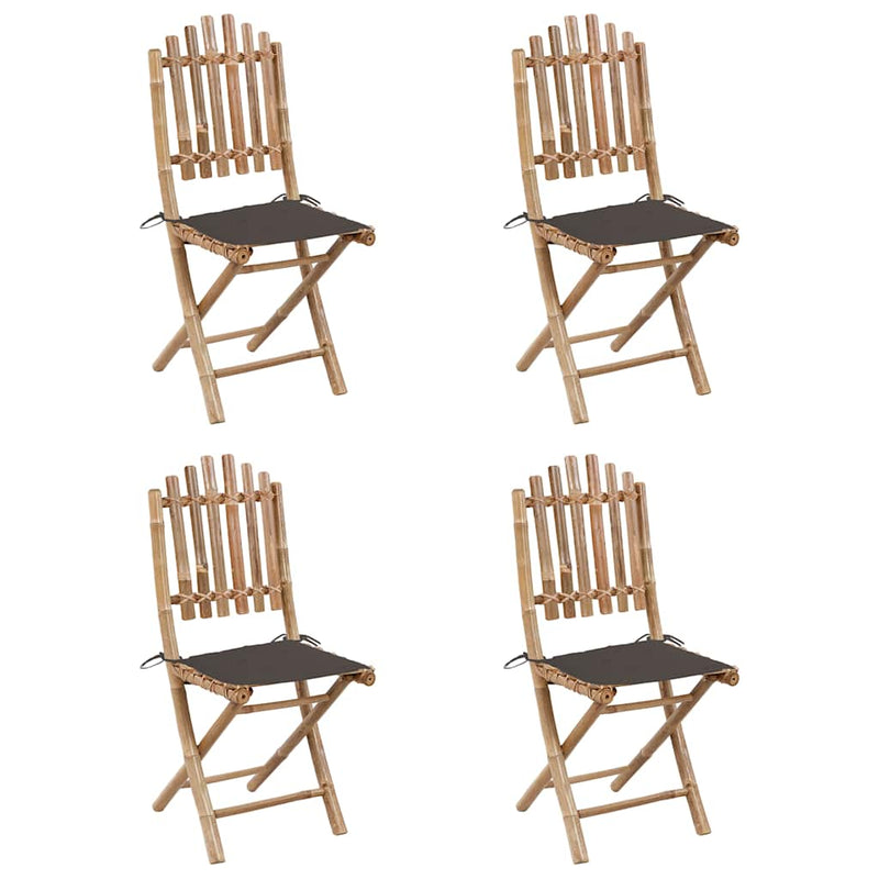 Set mobilier de exterior pliabil, cu perne, 5 piese, bambus