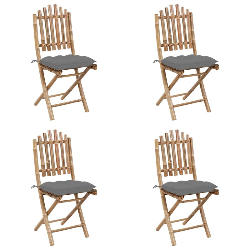 Set mobilier de exterior pliabil, cu perne, 5 piese, bambus