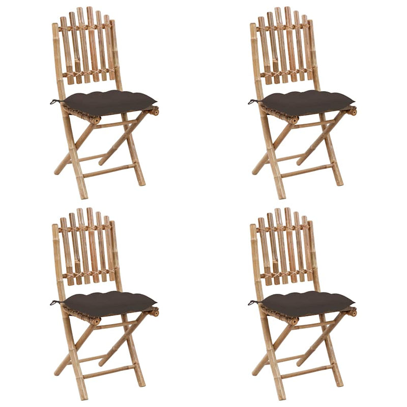 Set mobilier de exterior pliabil, cu perne, 5 piese, bambus