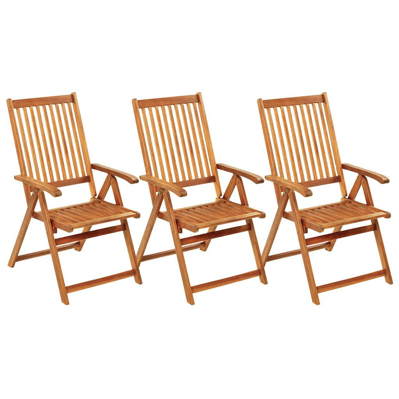 Scaune pliante 3 buc cu perne din lemn masiv de salcâm