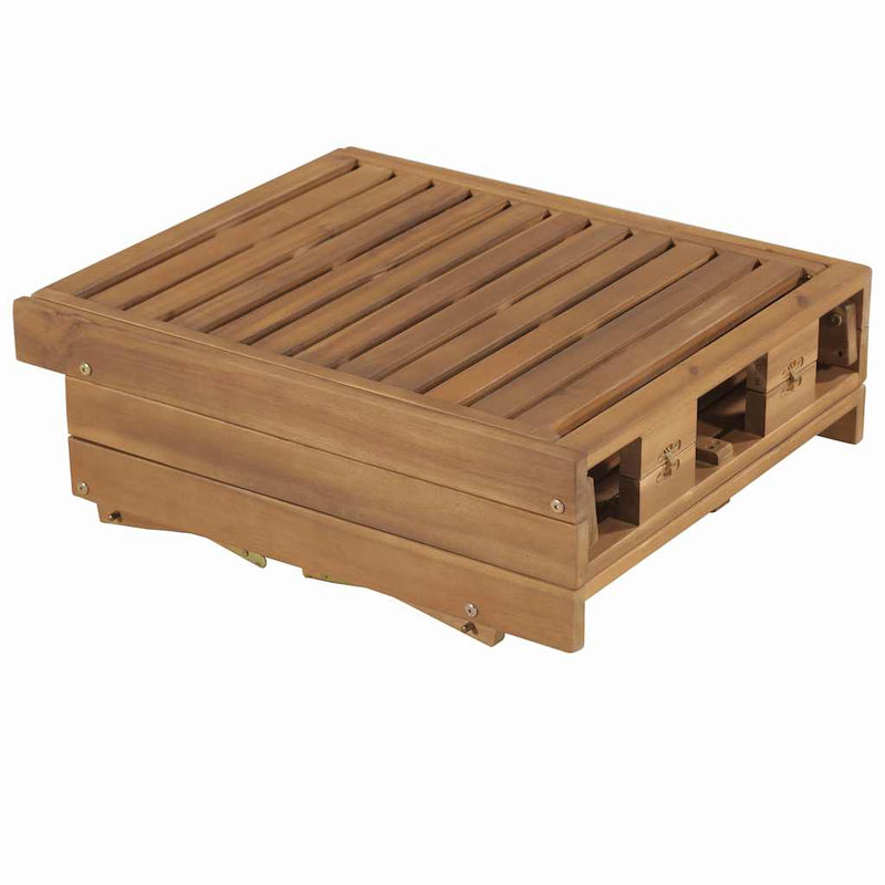 Șezlong pliant cu pernă, lemn masiv de acacia