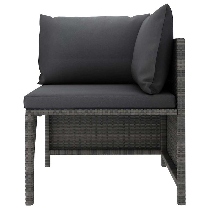 Set mobilier de grădină cu perne, 5 piese, gri, poliratan