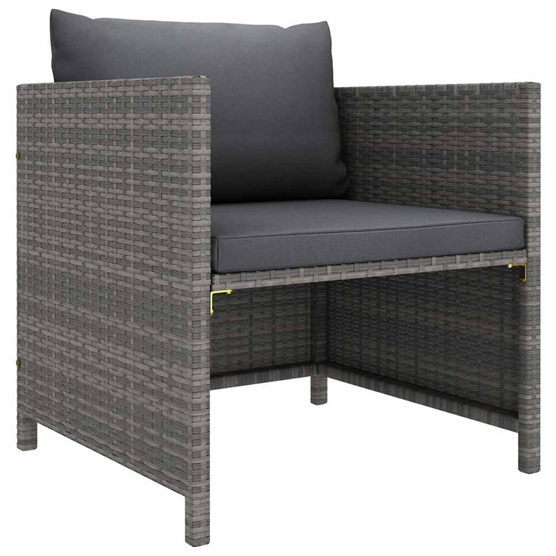 Set mobilier de grădină cu perne, 6 piese, gri, poliratan