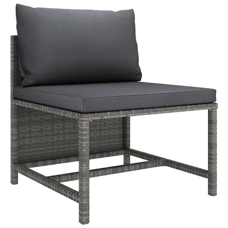 Set mobilier de grădină cu perne, 6 piese, gri, poliratan