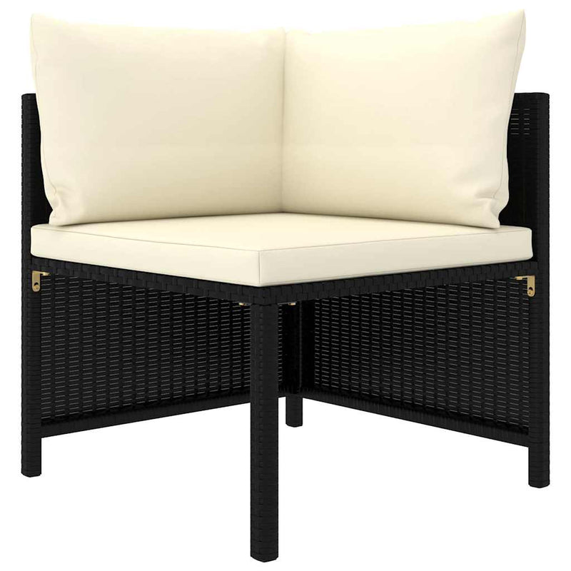Set mobilier de grădină cu perne, 9 piese, negru, poliratan