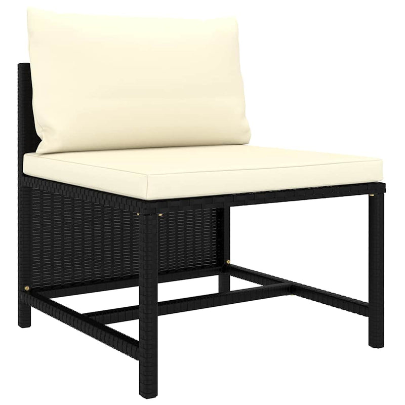 Set mobilier de grădină cu perne, 9 piese, negru, poliratan