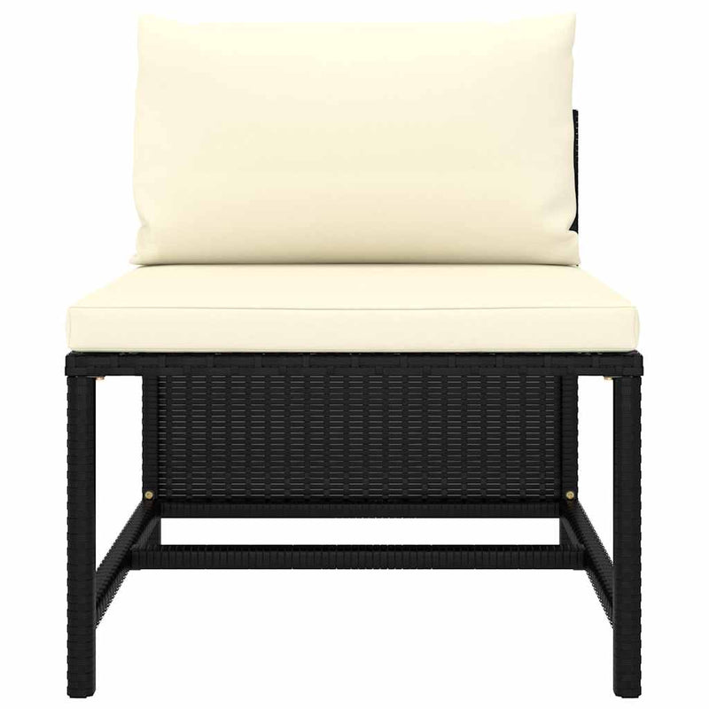 Set mobilier de grădină cu perne, 9 piese, negru, poliratan