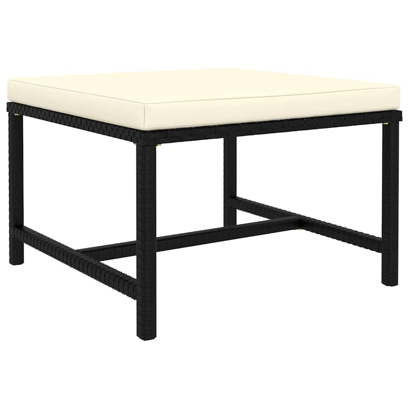 Set mobilier de grădină cu perne, 9 piese, negru, poliratan