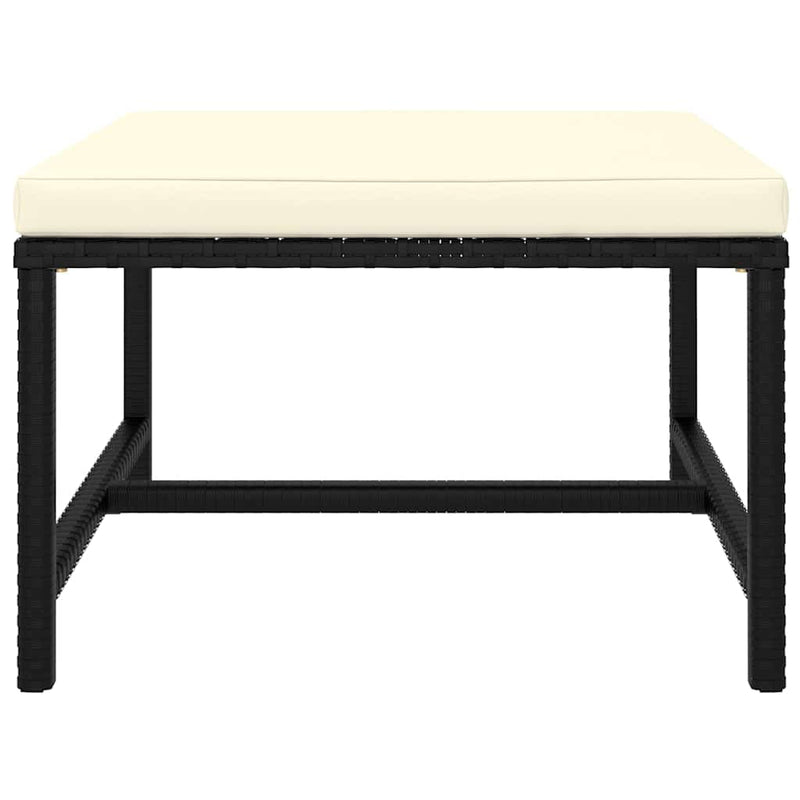 Set mobilier de grădină cu perne, 9 piese, negru, poliratan