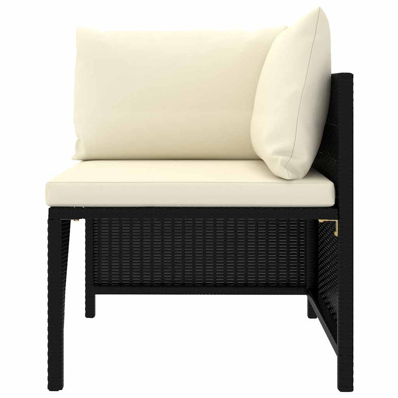 Set mobilier de grădină cu perne, 12 piese, negru, poliratan