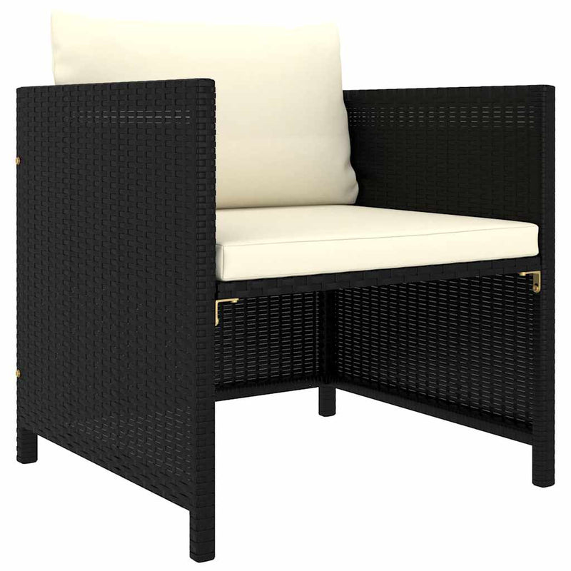 Set mobilier de grădină cu perne, 12 piese, negru, poliratan
