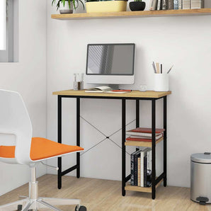 Birou de calculator negru/stejar deschis 80x40x72 cm MDF/metal