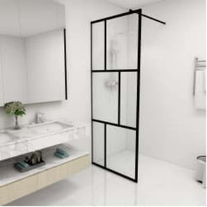 Paravan de duș walk-in, negru, 80x195 cm, sticlă securizată