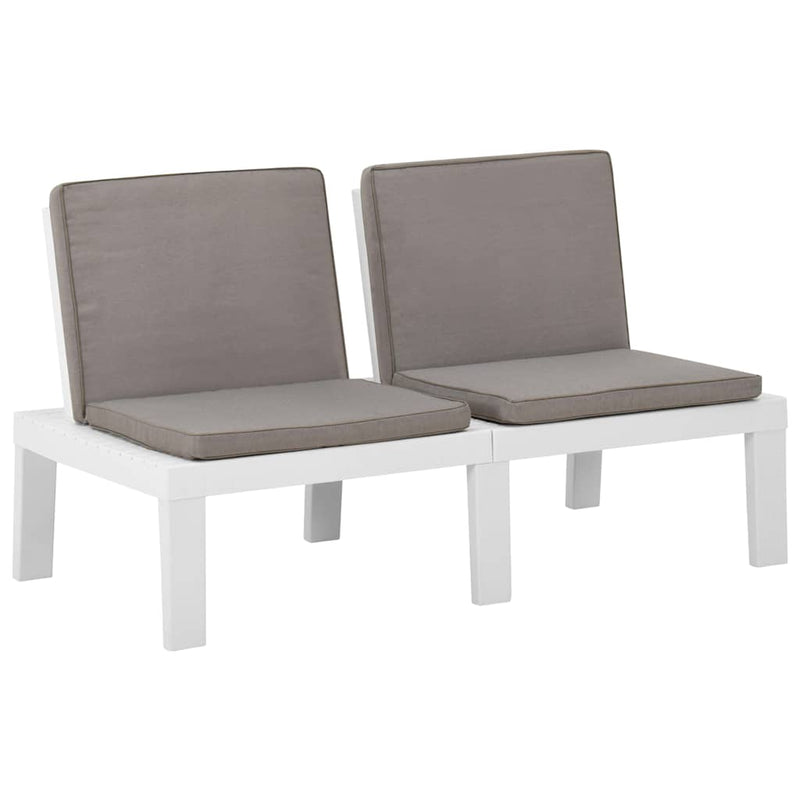 Set mobilier de grădină cu perne, 4 piese, alb, plastic
