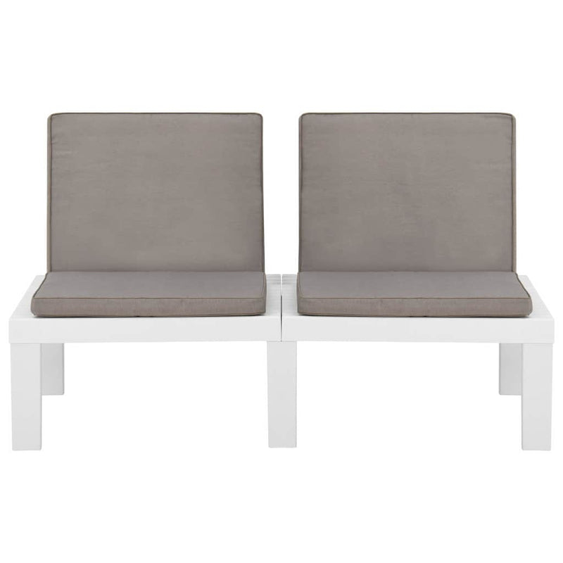 Set mobilier de grădină cu perne, 4 piese, alb, plastic