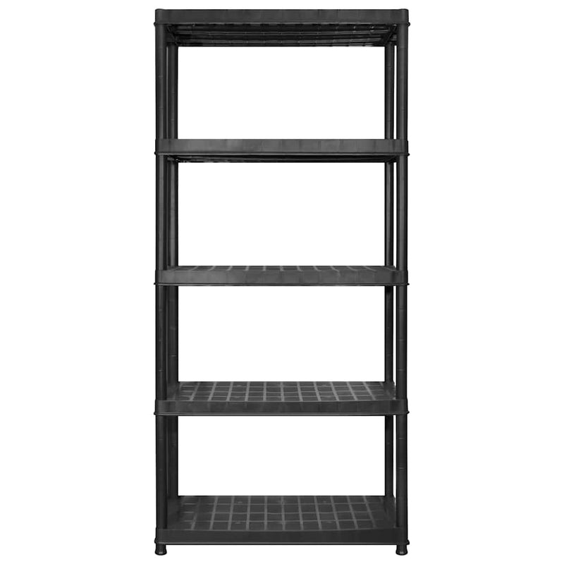 Raft de depozitare cu 5 polițe, negru, 340x40x185 cm, plastic