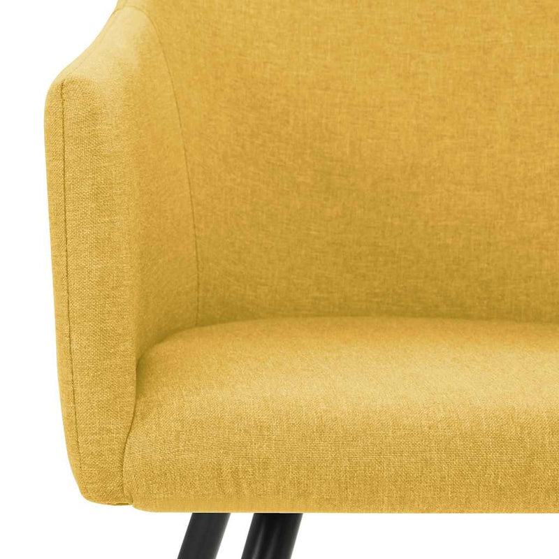 Scaune de bucătărie, 4 buc., galben, material textil