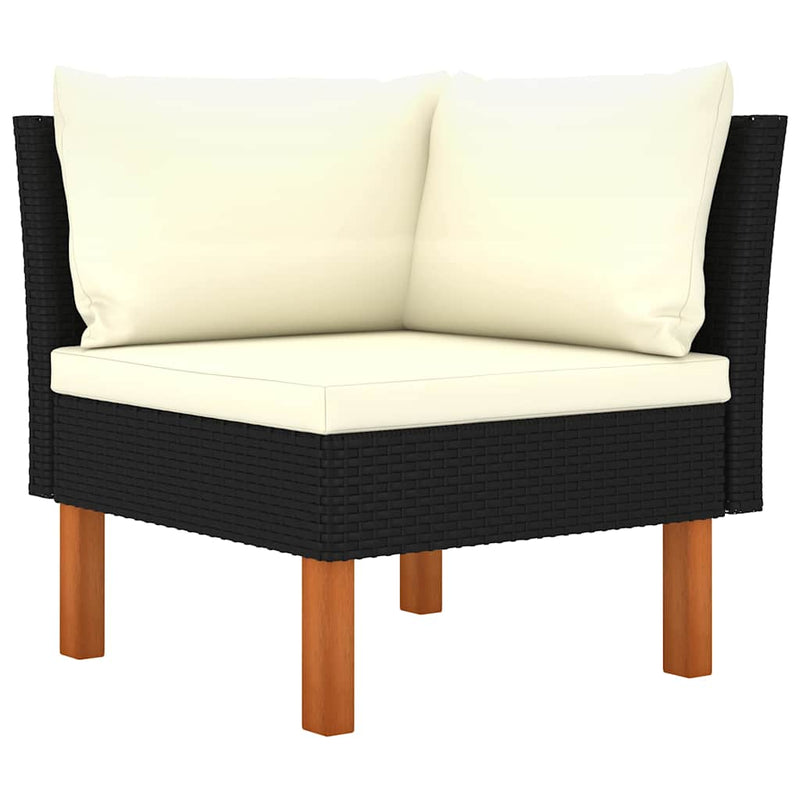 Set mobilier de grădină cu perne, 10 piese, negru, poliratan