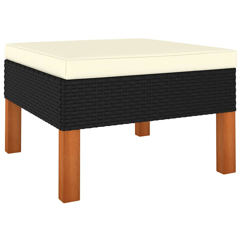 Set mobilier de grădină cu perne, 10 piese, negru, poliratan