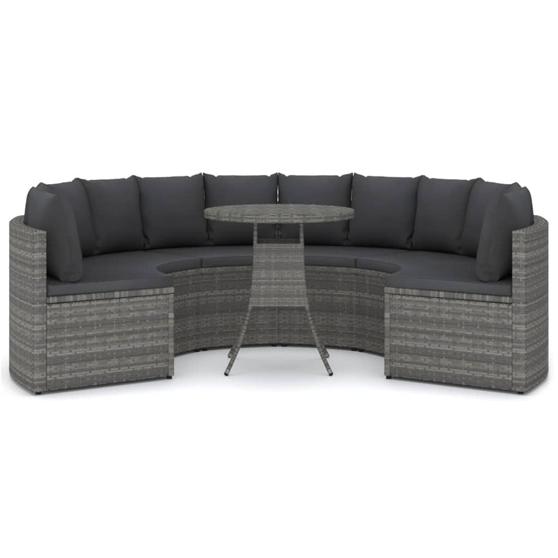 Set mobilier de grădină cu perne, 7 piese, gri, poliratan