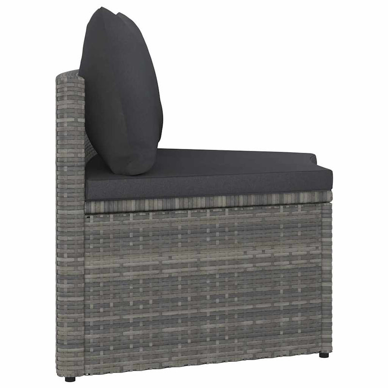 Set mobilier de grădină cu perne, 9 piese, gri, poliratan