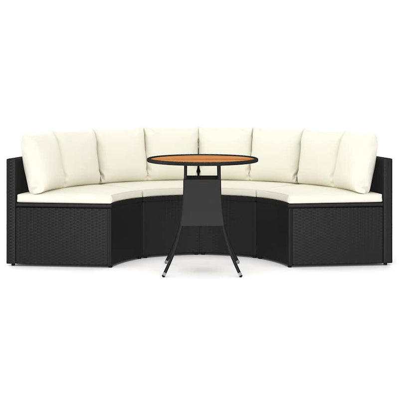 Set mobilier de grădină cu perne, 5 piese, negru, poliratan