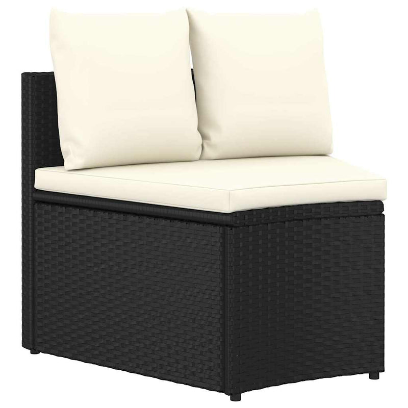 Set mobilier de grădină cu perne, 5 piese, negru, poliratan
