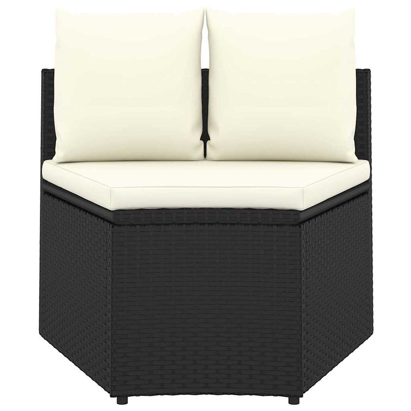 Set mobilier de grădină cu perne, 5 piese, negru, poliratan