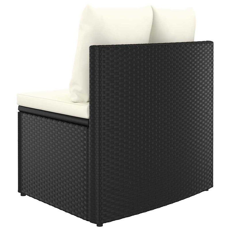Set mobilier de grădină cu perne, 5 piese, negru, poliratan