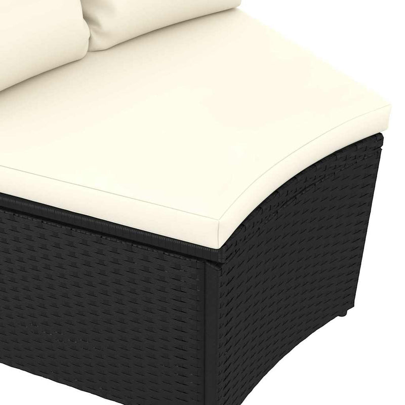 Set mobilier de grădină cu perne, 5 piese, negru, poliratan