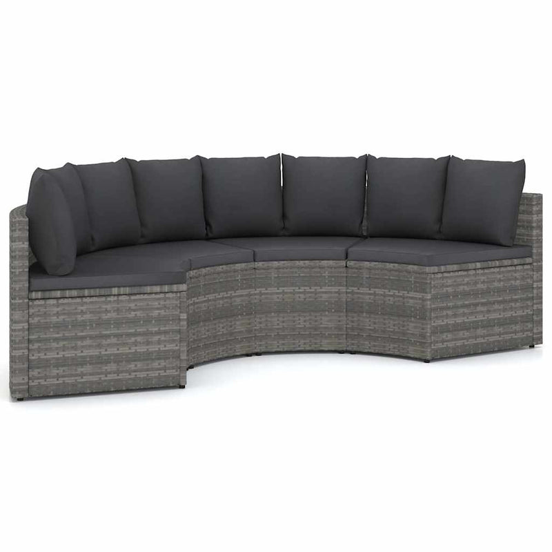 Set mobilier de grădină cu perne, 4 piese, gri, poliratan