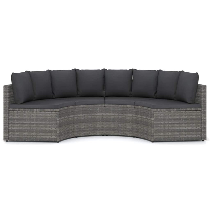 Set mobilier de grădină cu perne, 4 piese, gri, poliratan