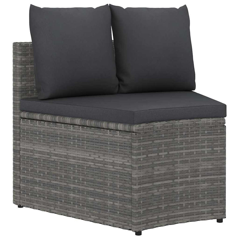 Set mobilier de grădină cu perne, 4 piese, gri, poliratan