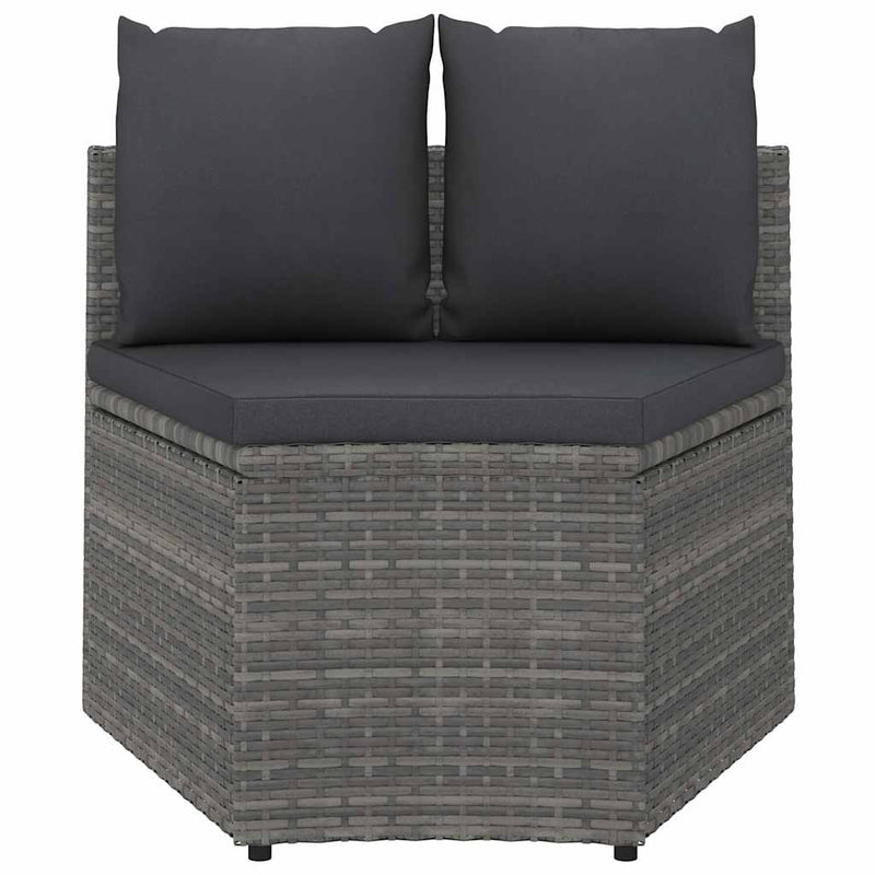 Set mobilier de grădină cu perne, 4 piese, gri, poliratan