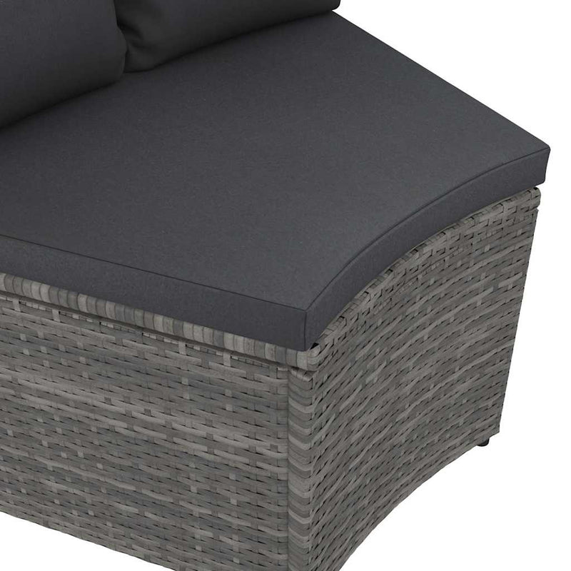 Set mobilier de grădină cu perne, 4 piese, gri, poliratan