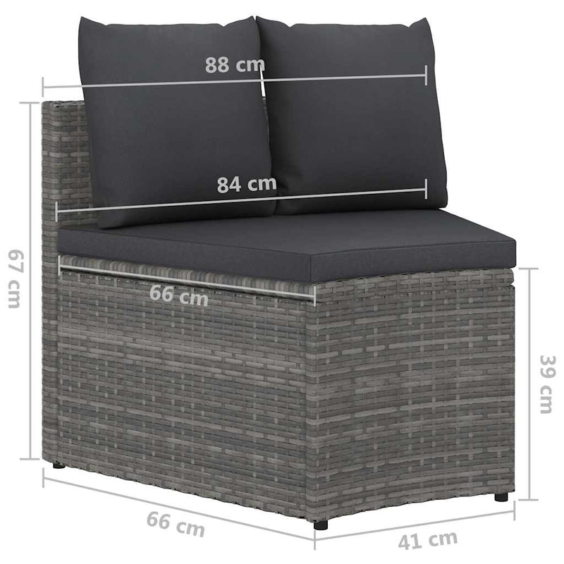 Set mobilier de grădină cu perne, 4 piese, gri, poliratan