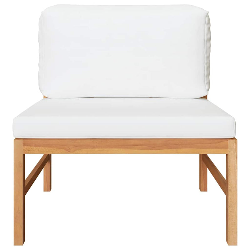 Set mobilier grădină cu perne crem, 2 piese, lemn de tec