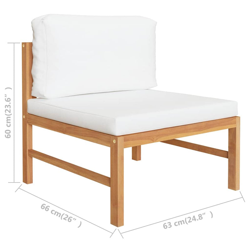 Set mobilier grădină cu perne crem, 2 piese, lemn de tec