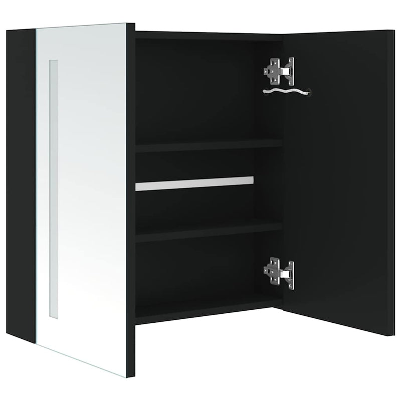 Dulap de baie cu oglindă și LED, 62x14x60 cm