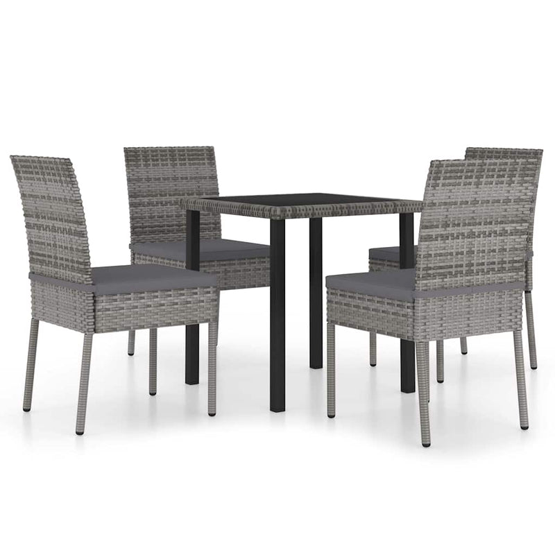 Set mobilier de grădină, 5 piese, gri, poliratan