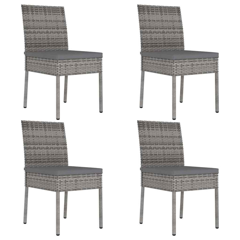 Set mobilier de grădină, 5 piese, gri, poliratan