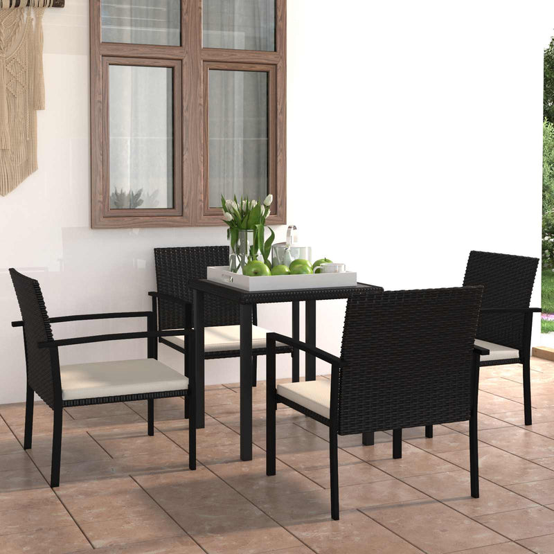 Set de masă pentru grădină 5 pcs Negru poliratan