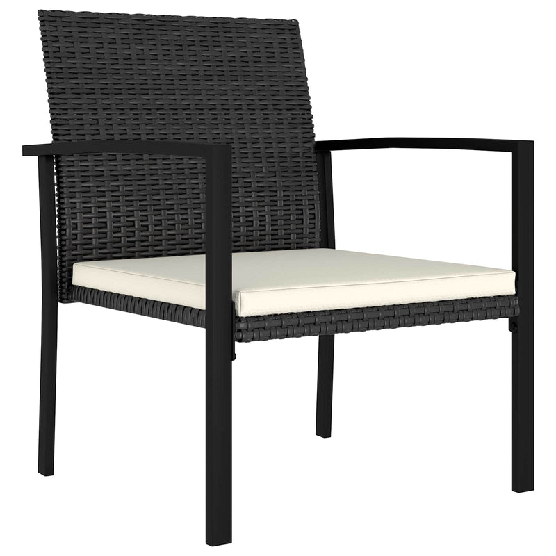 Set de masă pentru grădină 5 pcs Negru poliratan