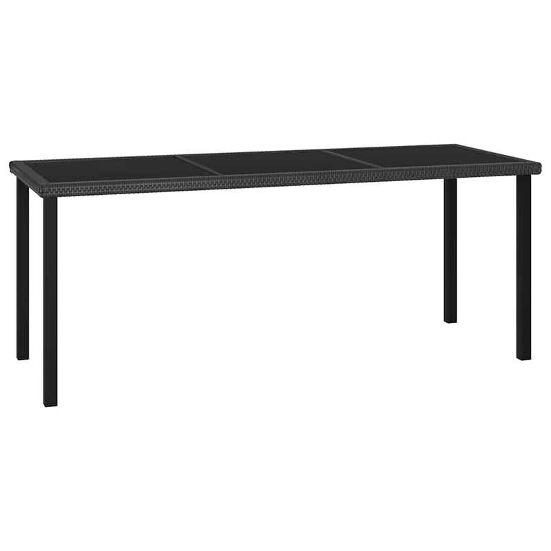 Set de masă și scaune de exterior, 9 piese, negru, poliratan