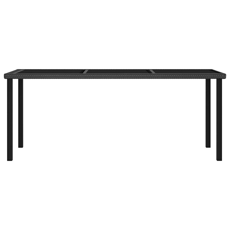 Set de masă și scaune de exterior, 9 piese, negru, poliratan