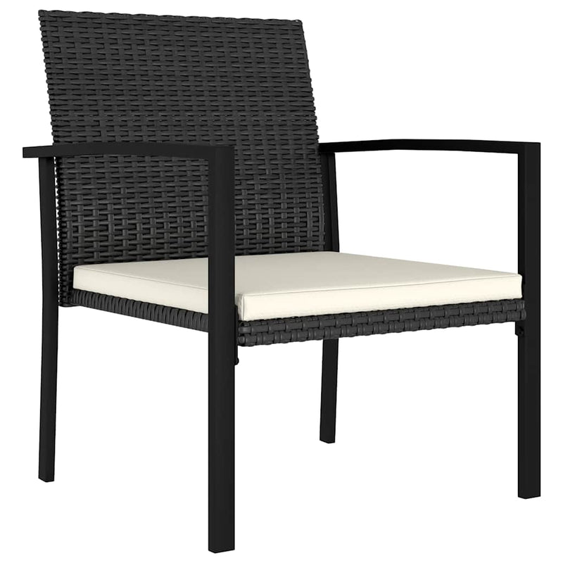 Set de masă și scaune de exterior, 9 piese, negru, poliratan